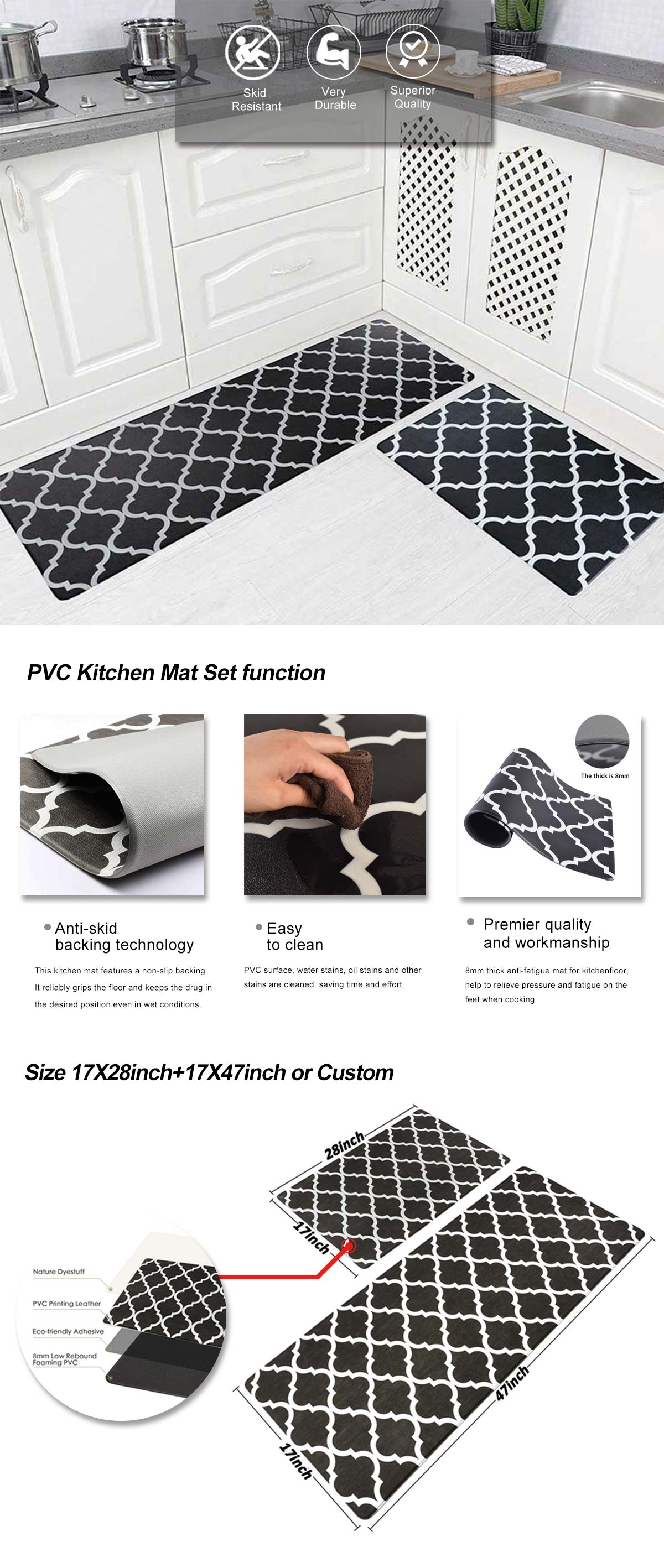 PVC Kitchen Mat Set