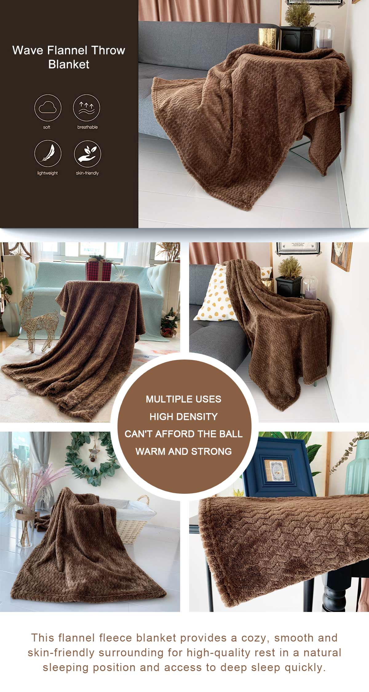 Wave Flannel Throw Blanket