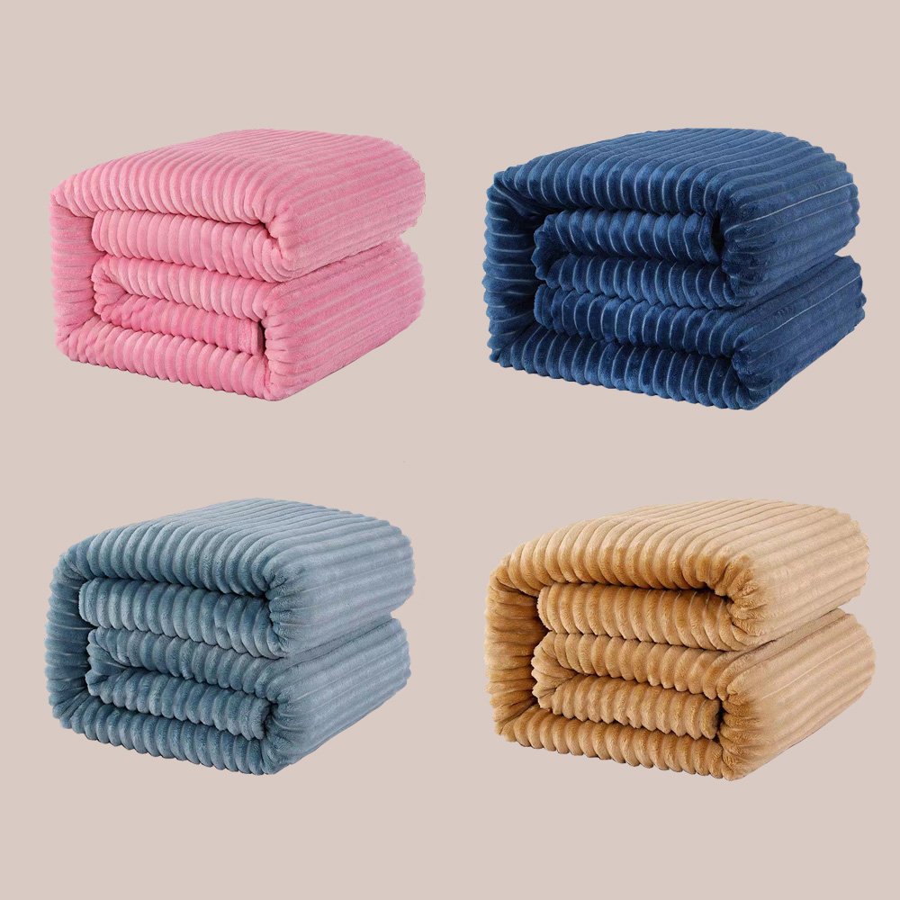 Cobertor Flannel Fleece Stripes Blanket