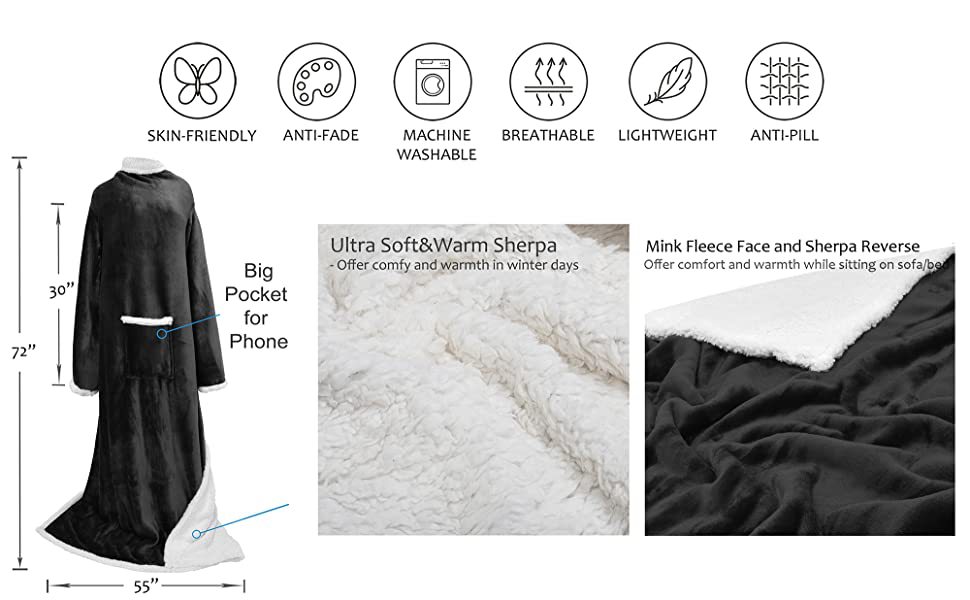 Warm Snuggie Sherpa Blanket Hoodie