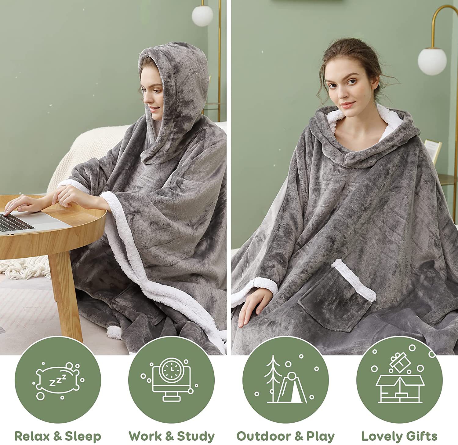 Poncho Blanket Wrap with Soft