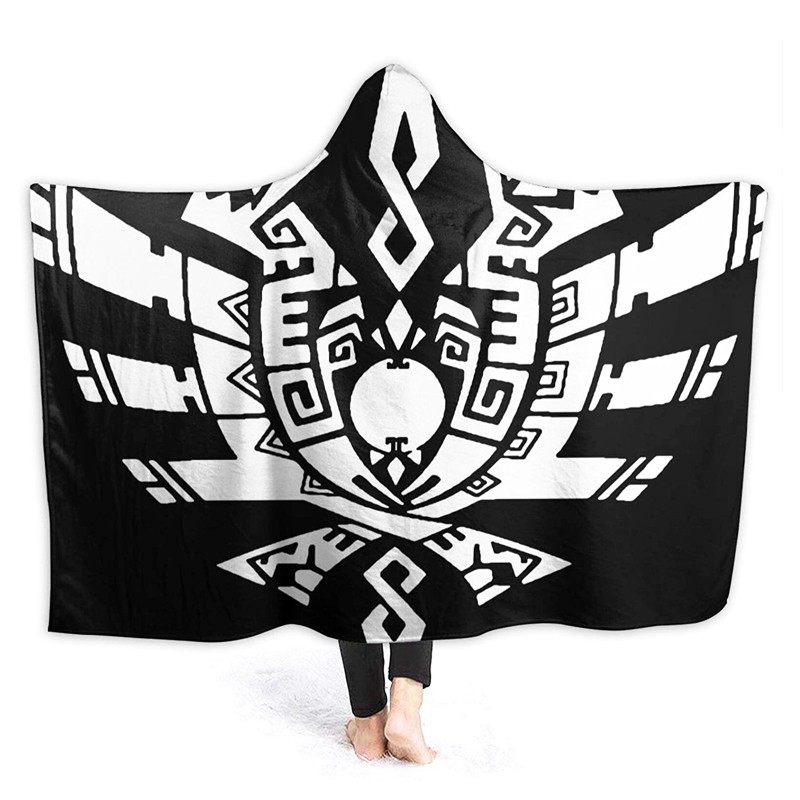 Polynesian Tribal Printed Hoodie Blanket