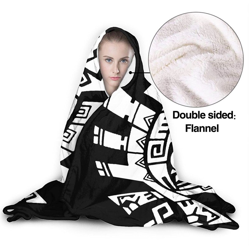 Polynesian Tribal Printed Hoodie Blanket