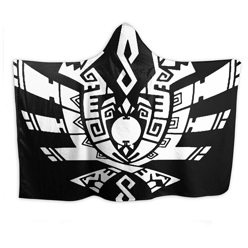 Polynesian Tribal Printed Hoodie Blanket